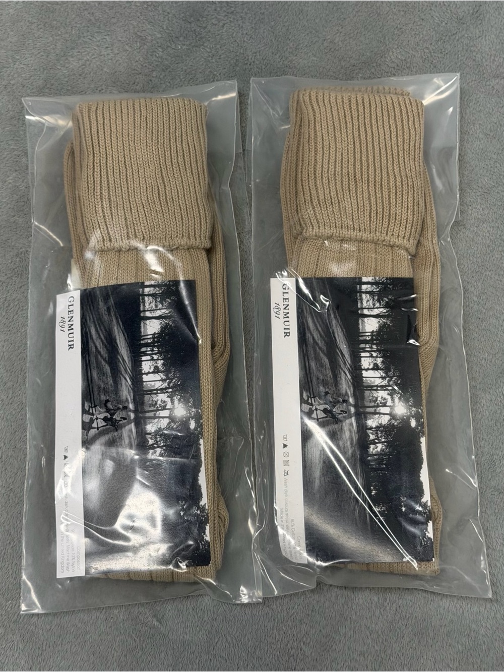 NEW Glenmuir Socks Classic Plain Ribbed Cotton Blend Brown 2 Pairs Men’s 12-14